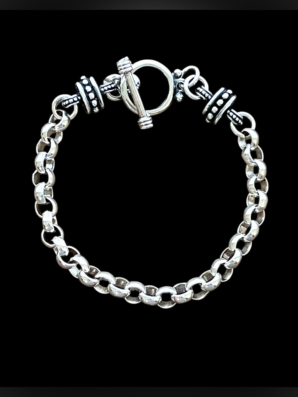 Vintage Sterling Silver 17g Rolo Link Toggle Bracelet Stamped 925 MR